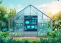 An illustration of an automated greenhouse controlled by IoT technology ...