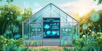 An illustration of an automated greenhouse controlled by IoT technology ...